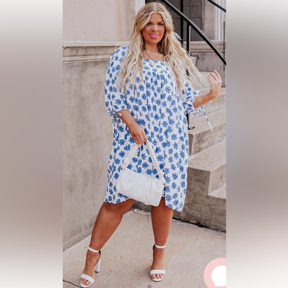 White and Blue Floral Dress